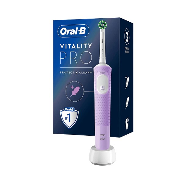 Braun oral-b vitality pro morado /  cepillo de dientes eléctrico recargable / tecnología de limpieza 2d