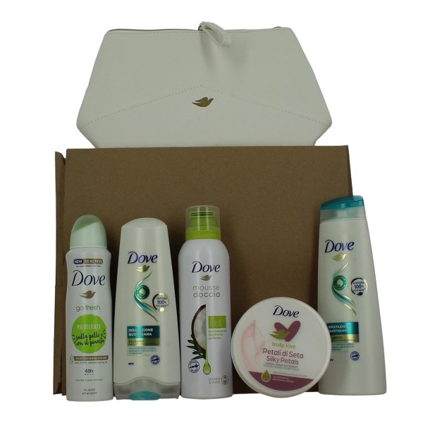 Dove go fresh crema suavizante 1un + balsamo 1u + espuma de coco 1u + crema corporal petalos 1u + champu 1u