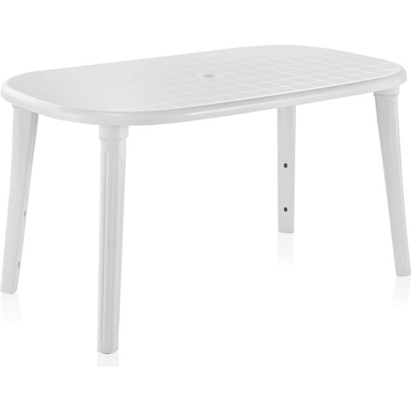 Mesa ovalada cancún, color blanco, para exterior, 140 x 80 x 73 cm